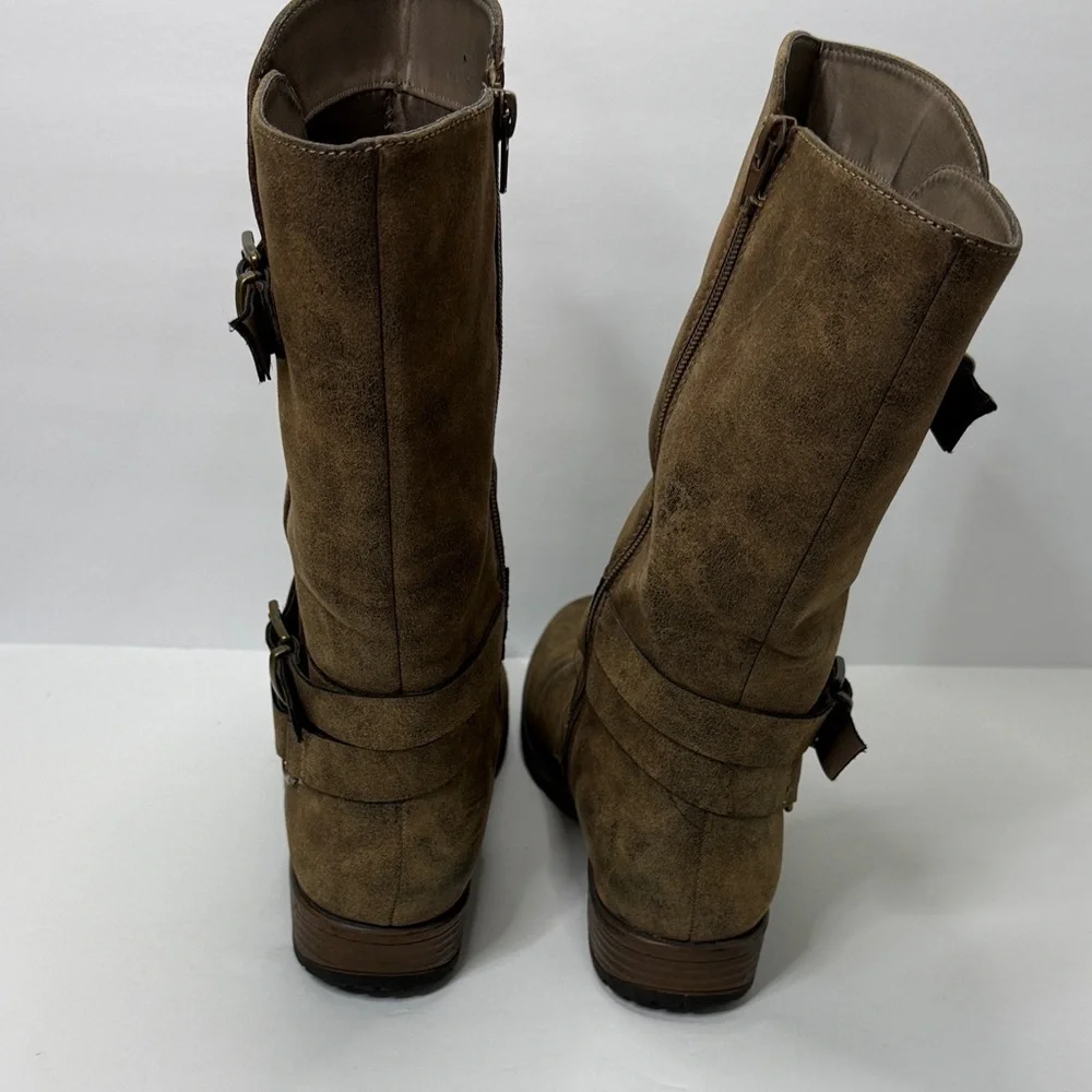 Maurices Tan Ankle Boots with Buckle Accents